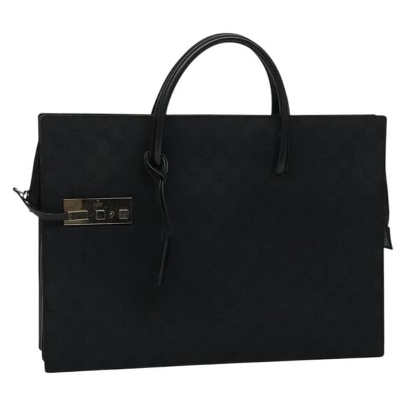 GUCCI GG Canvas Hand Bag Black Silver 015 015 - Picture 1 of 16